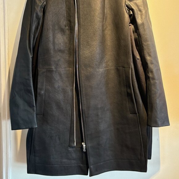 Rick Owens - Knee Length Leather Coat - Picture 2 of 4